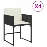 vidaXL Gartenst&uuml;hle mit Kissen 4 Stk. Schwarz Poly Rattan