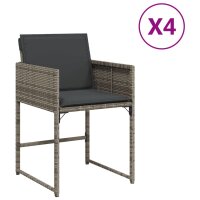 vidaXL Gartenst&uuml;hle mit Kissen 4 Stk. Grau Poly Rattan