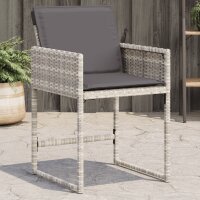 vidaXL Gartenst&uuml;hle mit Kissen 4 Stk. Hellgrau Poly Rattan