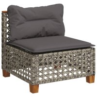 vidaXL 6-tlg. Garten-Sofagarnitur mit Kissen Grau Poly Rattan