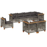 vidaXL 8-tlg. Garten-Sofagarnitur mit Kissen Grau Poly Rattan