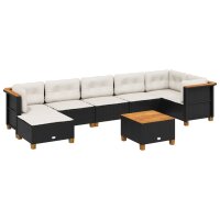 vidaXL 8-tlg. Garten-Sofagarnitur mit Kissen Schwarz Poly...