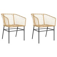 vidaXL Gartenst&uuml;hle 2 Stk. Braun Poly Rattan