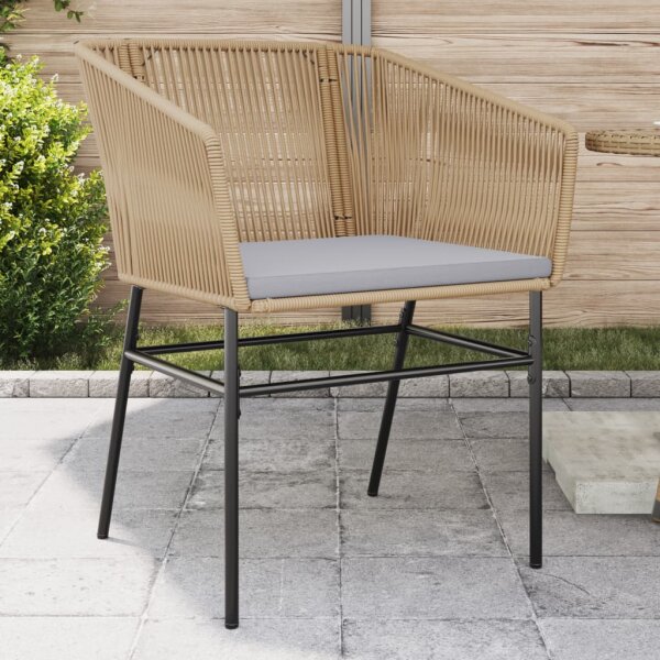 vidaXL Gartenst&uuml;hle 2 Stk. mit Kissen Braun Poly Rattan