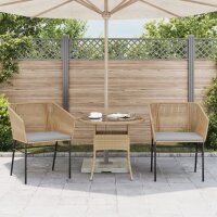 vidaXL Gartenst&uuml;hle 2 Stk. mit Kissen Braun Poly Rattan