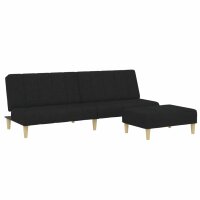 vidaXL Schlafsofa 2-Sitzer mit Fu&szlig;hocker Schwarz Stoff