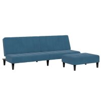 vidaXL Schlafsofa 2-Sitzer mit Fu&szlig;hocker Blau Samt