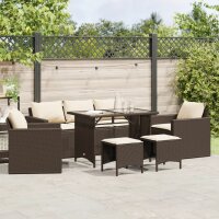 vidaXL 6-tlg. Garten-Sofagarnitur mit Kissen Braun Poly...