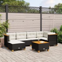 vidaXL 7-tlg. Garten-Sofagarnitur mit Kissen Schwarz Poly...