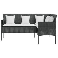 vidaXL Sofa in L-Form mit Kissen Poly Rattan Schwarz