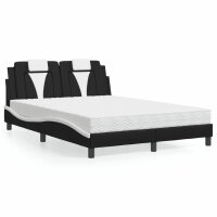 vidaXL Bett mit Matratze Schwarz und Weiß 140x190...