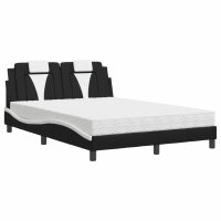 vidaXL Bett mit Matratze Schwarz und Weiß 140x190...