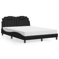 vidaXL Bett mit Matratze Schwarz 140x200 cm Kunstleder