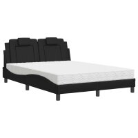 vidaXL Bett mit Matratze Schwarz 140x200 cm Kunstleder