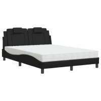 vidaXL Bett mit Matratze Schwarz 140x190 cm Kunstleder