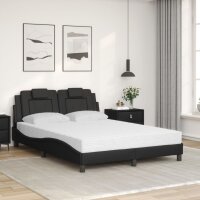 vidaXL Bett mit Matratze Schwarz 140x190 cm Kunstleder