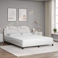 vidaXL Bett mit Matratze Wei&szlig; 160x200 cm Kunstleder