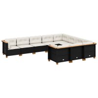 vidaXL 10-tlg. Garten-Sofagarnitur mit Kissen Schwarz...