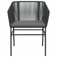 vidaXL Gartenst&uuml;hle 2 Stk. mit Kissen Schwarz Poly Rattan