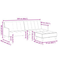 vidaXL Schlafsofa 2-Sitzer mit Fu&szlig;hocker Dunkelgrau Samt