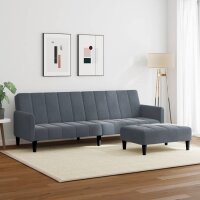 vidaXL Schlafsofa 2-Sitzer mit Fu&szlig;hocker Dunkelgrau Samt