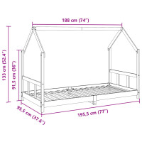 vidaXL Kinderbett Wachsbraun 90x190 cm Massivholz Kiefer