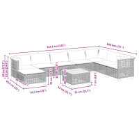 vidaXL 9-tlg. Garten-Sofagarnitur mit Kissen Grau Poly Rattan