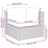 vidaXL 11-tlg. Garten-Sofagarnitur mit Kissen Schwarz Poly Rattan