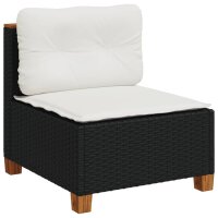 vidaXL 11-tlg. Garten-Sofagarnitur mit Kissen Schwarz Poly Rattan