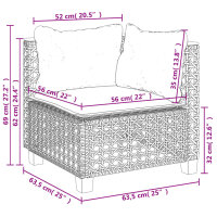 vidaXL 7-tlg. Garten-Sofagarnitur mit Kissen Grau Poly Rattan