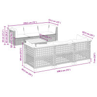 vidaXL 7-tlg. Garten-Sofagarnitur mit Kissen Grau Poly Rattan