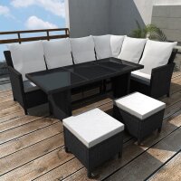 vidaXL 4-tlg. Garten-Lounge-Set mit Auflagen Poly Rattan...