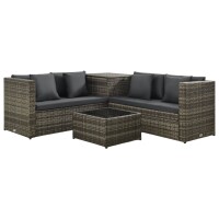 vidaXL 4-tlg. Garten-Lounge-Set mit Kissen Poly Rattan Grau