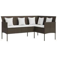 vidaXL Sofa in L-Form mit Kissen Poly Rattan Braun