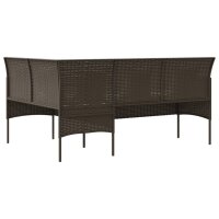 vidaXL Sofa in L-Form mit Kissen Poly Rattan Braun