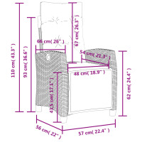 vidaXL Gartensessel mit Fu&szlig;teil 2 Stk. Verstellbar Beige Poly Rattan