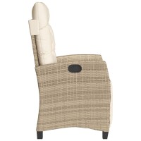 vidaXL Gartensessel mit Fu&szlig;teil 2 Stk. Verstellbar Beige Poly Rattan