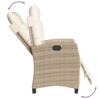 vidaXL Gartensessel mit Fu&szlig;teil 2 Stk. Verstellbar Beige Poly Rattan