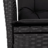 vidaXL 7-tlg. Garten-Essgruppe mit Kissen Schwarz Poly Rattan