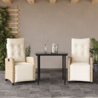 vidaXL 3-tlg. Garten-Essgruppe mit Kissen Beige Poly Rattan