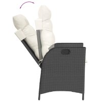 vidaXL 7-tlg. Garten-Essgruppe mit Kissen Schwarz Poly Rattan