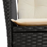 vidaXL 7-tlg. Garten-Essgruppe mit Kissen Schwarz Poly Rattan