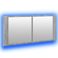 vidaXL LED-Spiegelschrank Grau Sonoma 100x12x45 cm