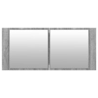 vidaXL LED-Spiegelschrank Grau Sonoma 100x12x45 cm