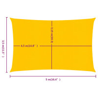 vidaXL Sonnensegel 160 g/m&sup2; Rechteckig Gelb 3,5x5 m HDPE