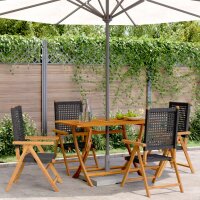 vidaXL Gartenstuhl Verstellbar 4 Stk. Schwarz Poly Rattan Massivholz