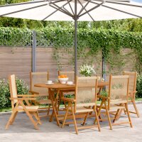 vidaXL Gartenstuhl Verstellbar 6 Stk. Beige Massivholz Akazie