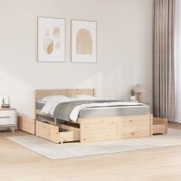 vidaXL Bett mit Schubladen und Matratze 140x190 cm Massivholz Kiefer