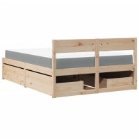 vidaXL Bett mit Schubladen und Matratze 140x190 cm Massivholz Kiefer