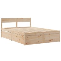 vidaXL Bett mit Schubladen und Matratze 140x190 cm Massivholz Kiefer